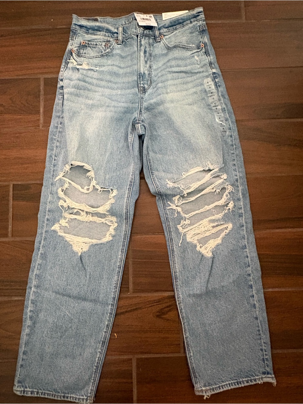 American Eagle Outfitters Light Wash Distressed Boyfriend Jeans